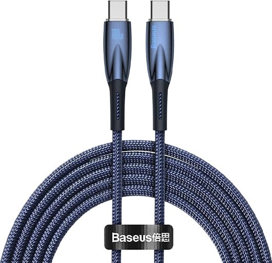 

Кабель Baseus Glimmer Series Fast Charging Data Cable USB Type-C - Type-C 100W CADH000703 (1 м, синий)