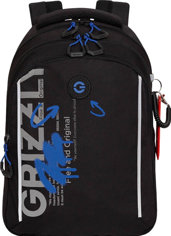 

Школьный рюкзак Grizzly RB-452-3 (черный/синий)