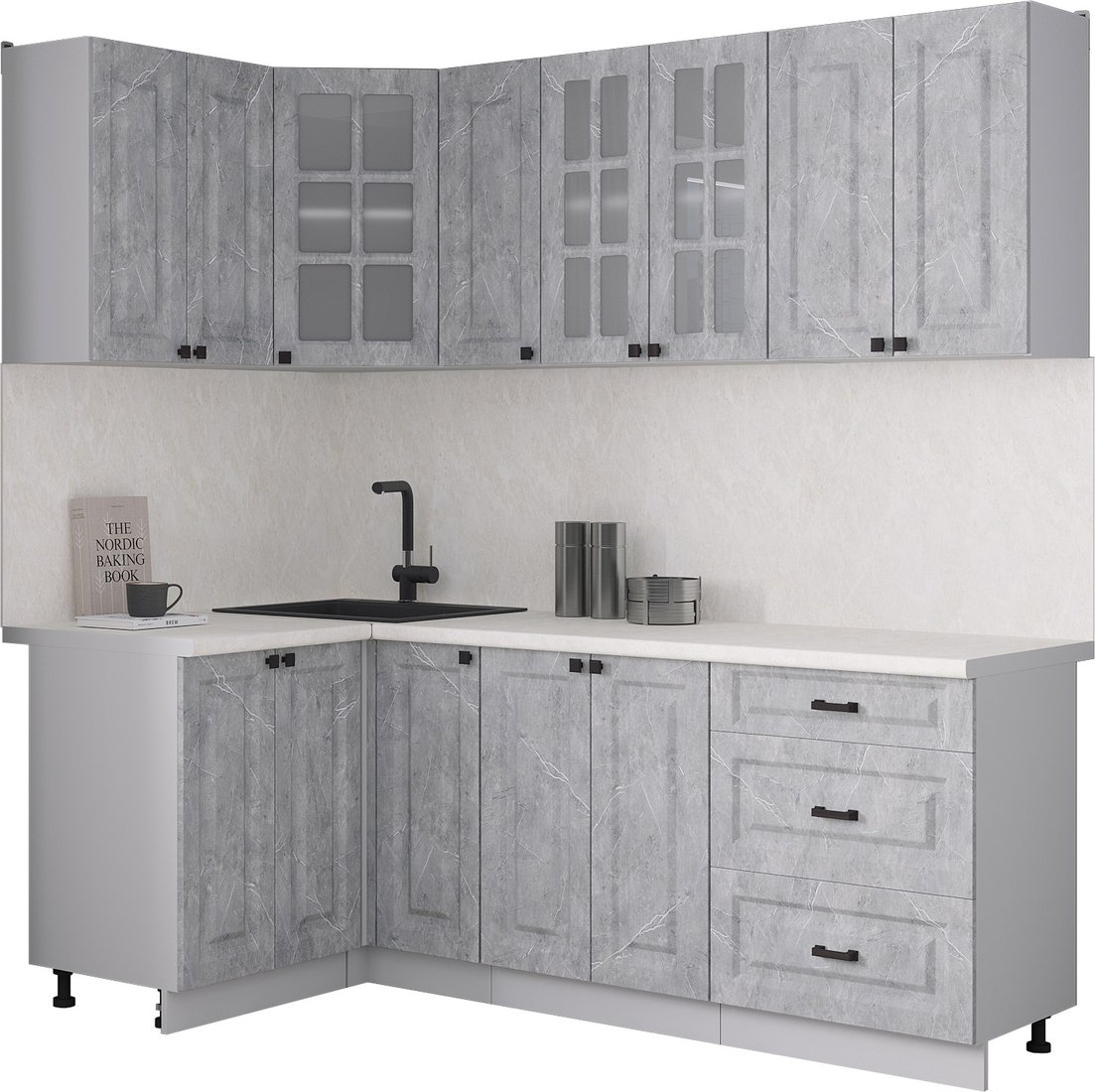 

Готовая кухня Интерлиния Мила Деко 1.2x2.1 (керамика/керамика/опал светлый)