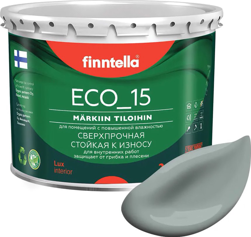 

Краска Finntella Eco 15 Sammal F-10-1-3-FL052 2.7 л (серо-зеленый)
