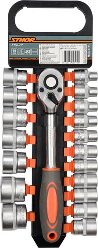 Набор трещотка с головками Sthor 58634 (19 предметов)