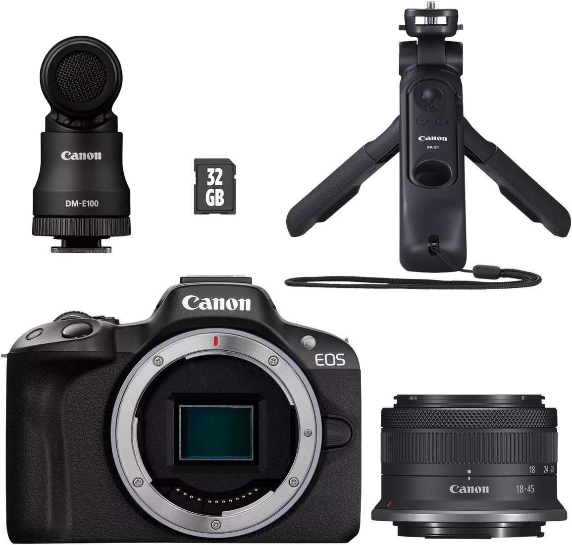 Беззеркальный фотоаппарат Canon EOS R50 Creator Kit RF-S 18–45mm F4.5–6.3 IS STM (черный)