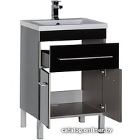 Aquanet Тумба с умывальником Верона 58 (черный, напольная, 1 ящик,2 дв.)