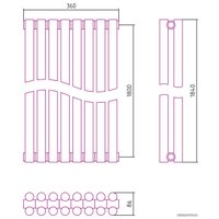 Стальной трубчатый радиатор Сунержа Эстет-11 1800х360 8 секций (хром)