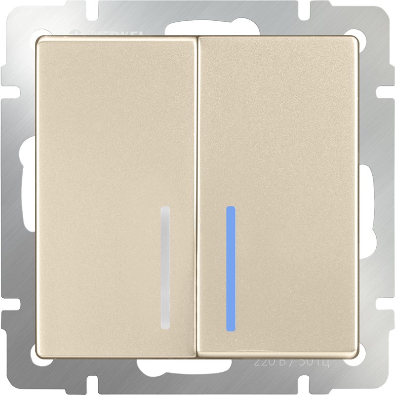 

Выключатель проходной Werkel WL11-SW-2G-2W-LED / a040922 (шампань)
