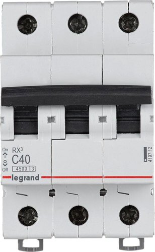 Выключатель автоматический Legrand RX3 3P C 40A 4.5кА 3M 419712