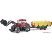 Набор Bruder Case IH Optum 300CVX с погрузчиком, прицепом и 8 тюками 03198