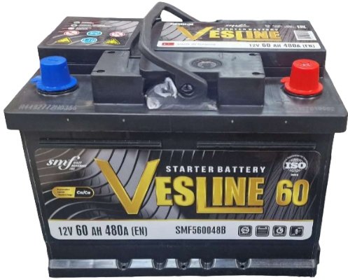 

Автомобильный аккумулятор Vesline 480A R+ низ. (60 А·ч)