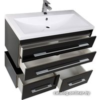 Aquanet Тумба с умывальником Верона 100 (черный, подвесная, 2 ящика)