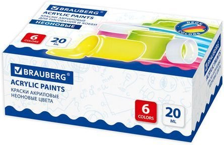 

Акриловые краски BRAUBERG Неоновые 191606 (6 цв.)