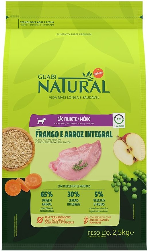 

Сухой корм для собак Guabi Natural для щенков средних пород цыпленок и коричневый рис (2.5 кг)