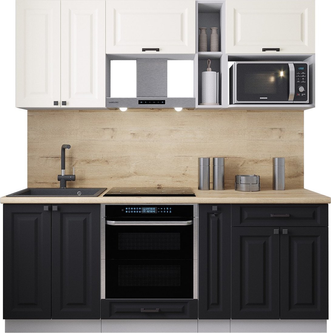 

Готовая кухня Интерлиния Мила Деко 2.0 (черный/белый/дуб бунратти)