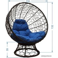 Кресло M-Group Кокос на подставке 11590101 (белый ротанг/бежевая подушка)