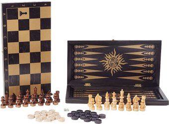 Шахматы/шашки/нарды Объедовская фабрика Игрушки Классика 3в1 193-18 (черный/золото)