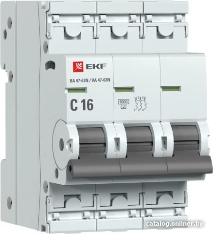 Выключатель автоматический EKF PROxima ВА 47-63N 3P 16А (C) 6кА M636316C