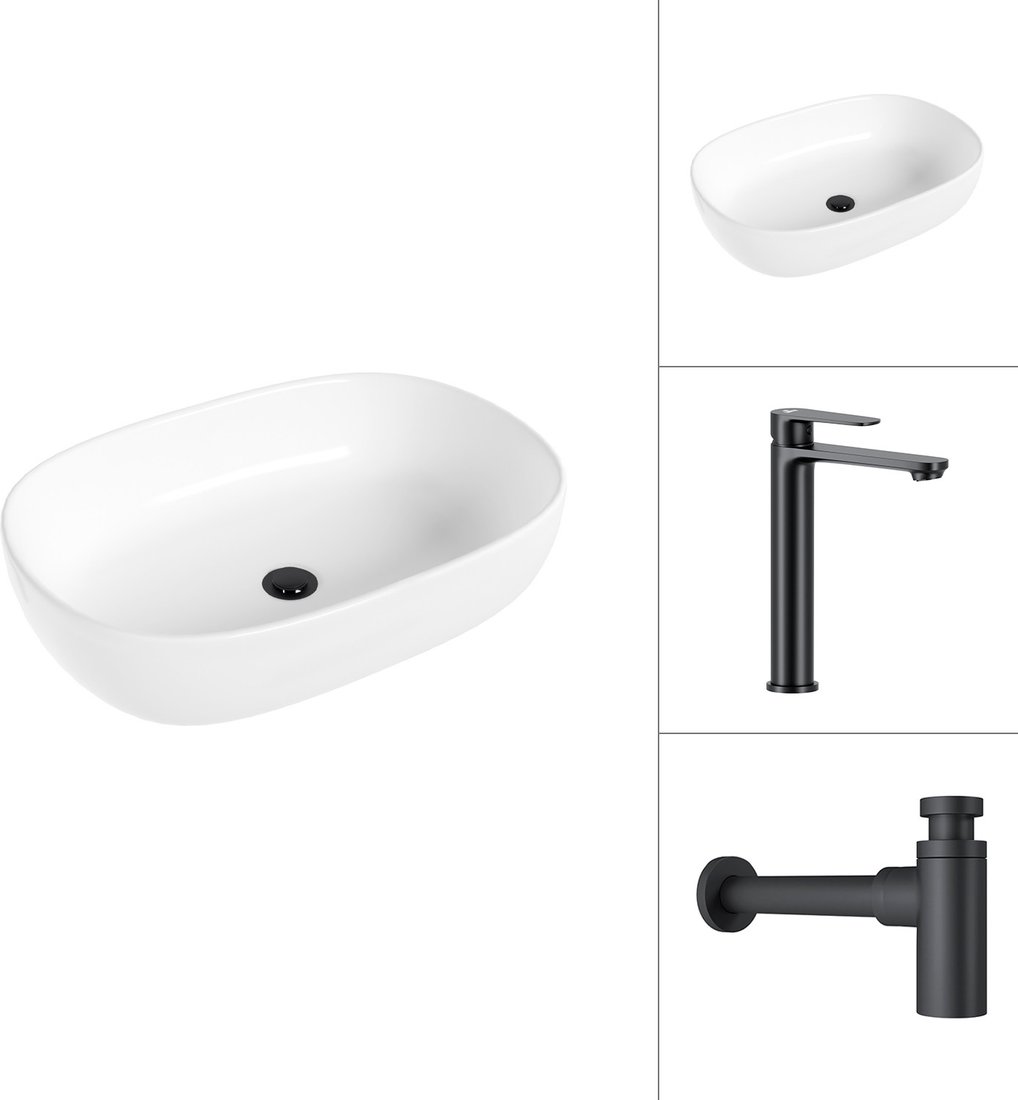 

Умывальник Lauter 21836 + Moon 21СК8691BS с сифоном 21635B (черный матовый)