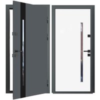 Металлическая дверь Guard Inox Black 2 96x205 (правая, Ral 7016/экосатин белый) в Бресте