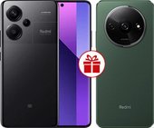 Redmi Note 13 Pro+ 5G 12GB/512GB с NFC международная версия (полуночный черный) и Redmi A3 3GB/64GB (зеленый лес) по акции