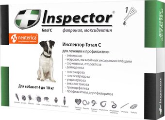 Капли от блох и клещей Inspector Quadro для собак 4-10 кг