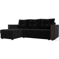 Угловой диван Лига диванов Валенсия Лайт левый (велюр, черный)