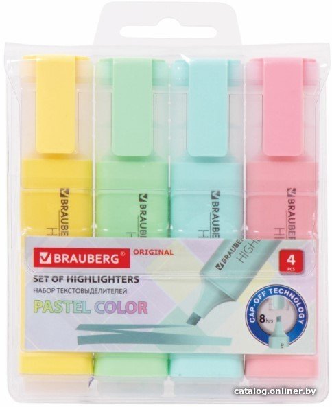 Текстовыделитель BRAUBERG Original Pastel 151697 (4 шт)