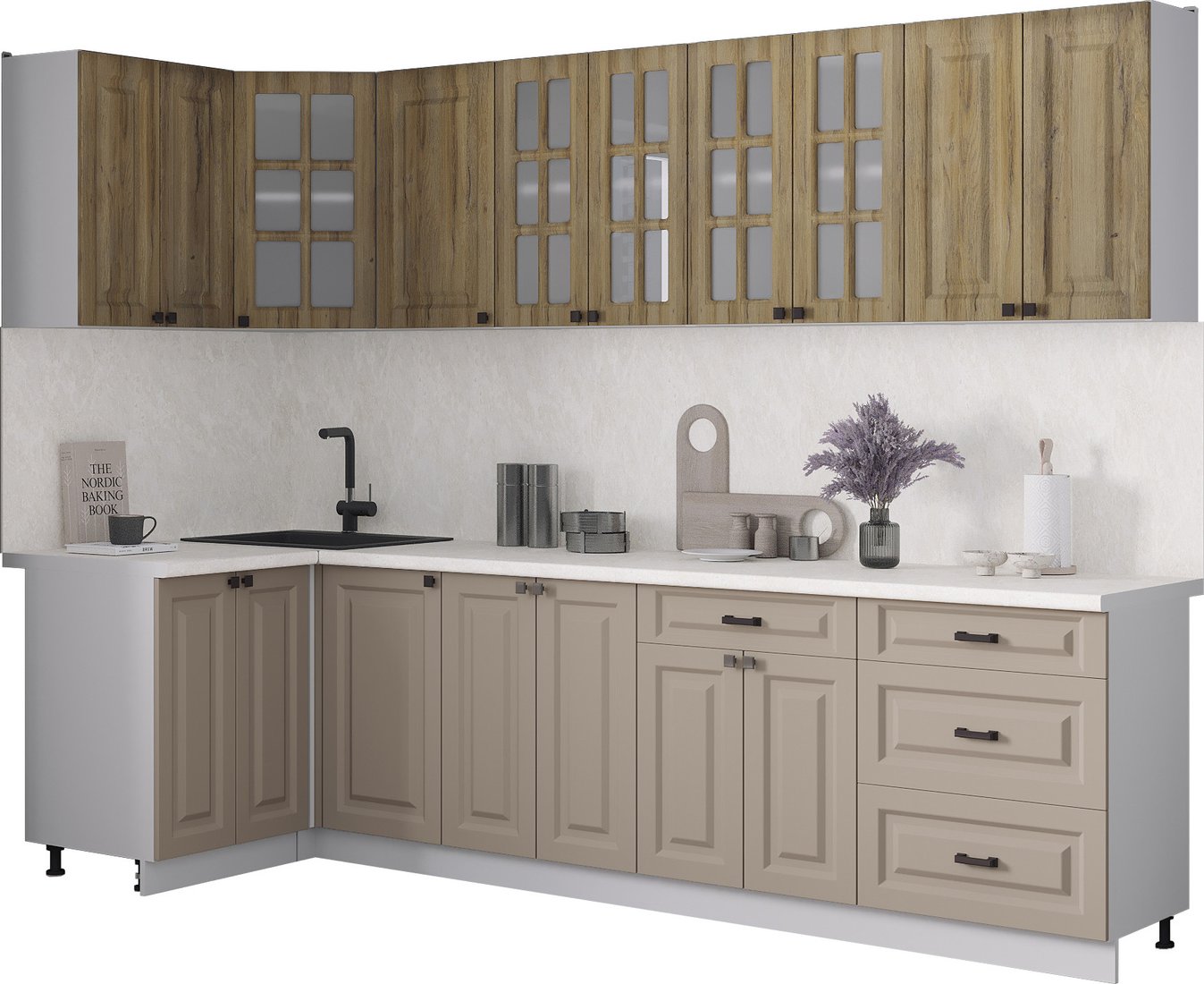 

Готовая кухня Интерлиния Мила Деко 1.2x2.8 (луна/дуб вотан/опал светлый)