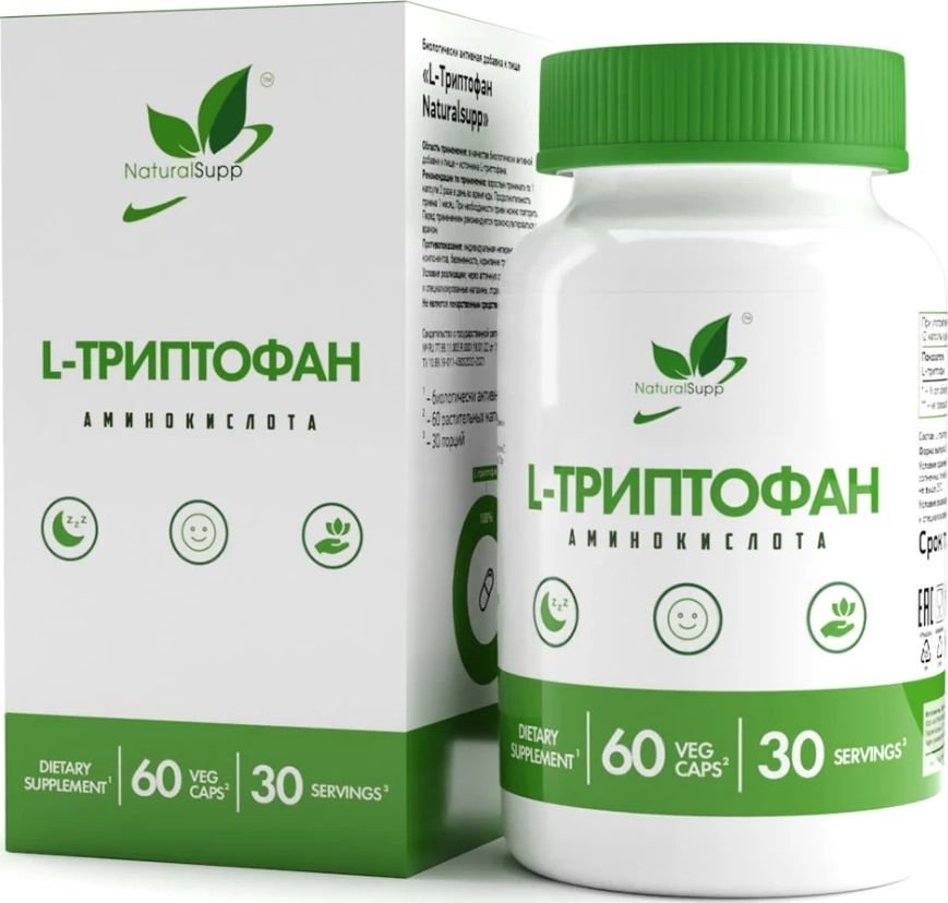 

Аминокислота NaturalSupp Триптофан вег (Tryptophan veg), 60 капсул