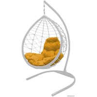 Подвесное кресло M-Group Капля Лори 11530111 (белый ротанг/желтая подушка)