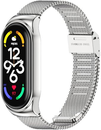 Браслет Mijobs Миланская петля для Xiaomi Smart Band 7 (серебристый)