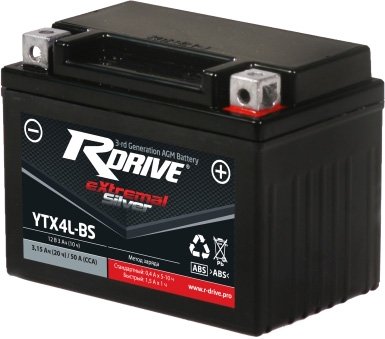 

Мотоциклетный аккумулятор RDrive eXtremal Silver YTX4L-BS (3 А·ч)