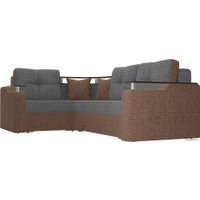 Угловой диван Лига диванов Комфорт 102598 (левый, рогожка, серый/коричневый)