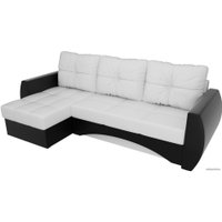 Угловой диван Лига диванов Сатурн 27986 (левый, экокожа, белый/черный)