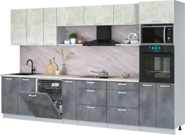 

Готовая кухня Интерлиния Мила Лайт 3.5-ПМ1-2 (бетон лайт/бетон портленд/бискайская сосна)