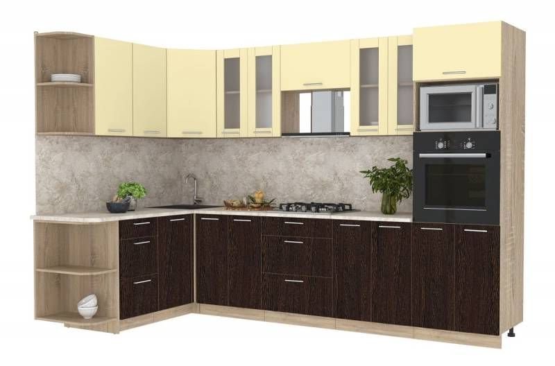 

Готовая кухня Интерлиния Мила 1.68x3.0 левая (ваниль-дуб венге-малага)