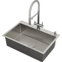 Кухонная мойка Roxen Simple 560220-70 сатин (с коландером и дозатором)