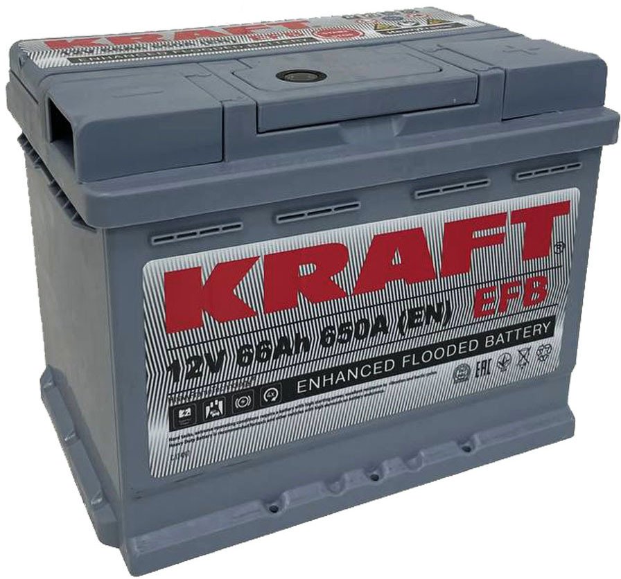 

Автомобильный аккумулятор KRAFT EFB 66 R+ (66 А·ч)