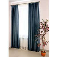 Комплект штор Decoretto Нубук Джинсовый НДС-К25 1.25x2.5 м (синий, 2 шт)