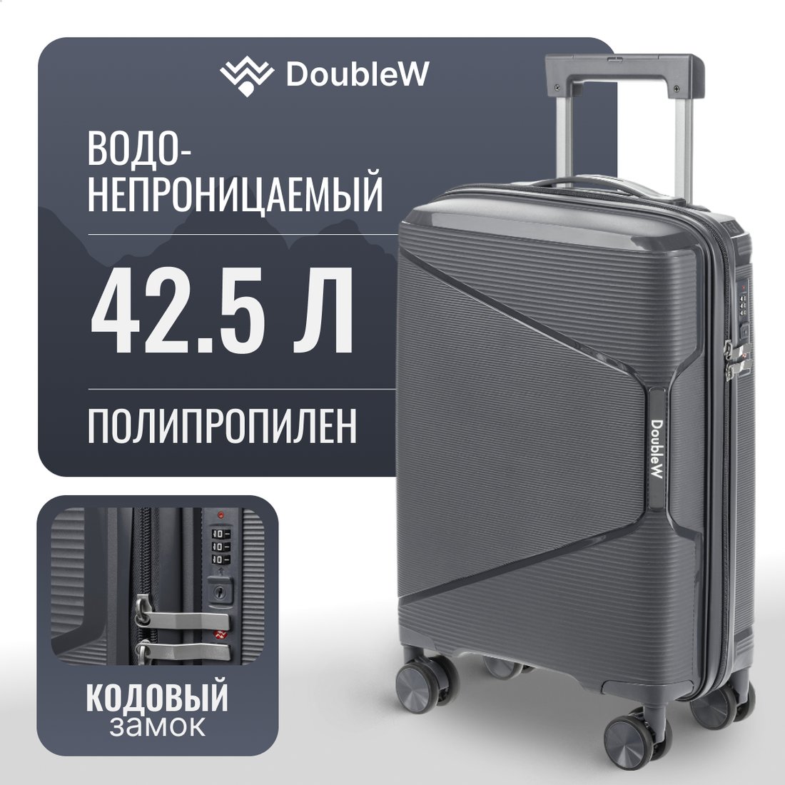 Чемодан-спиннер DoubleW Nexo (S, графитовый)