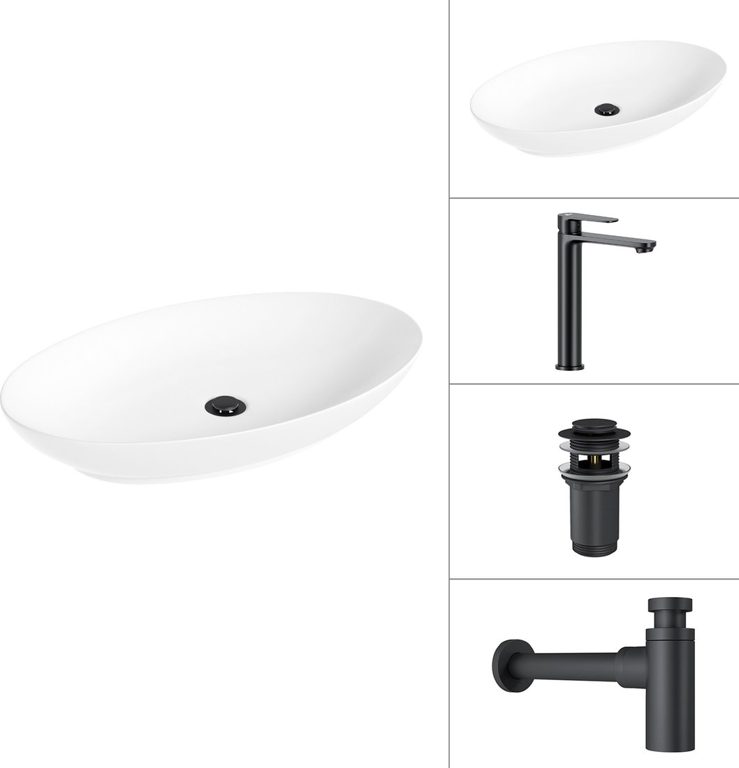 

Умывальник Lauter 21571 + Moon 21СК8691BS + сифон 21635B + дон.клапан 21190B (черный матовый)