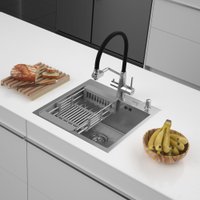 Кухонная мойка ARFEKA ECO AR мойка 500*500, коландер, дозатор SATIN DECOR MILLET GRAINS