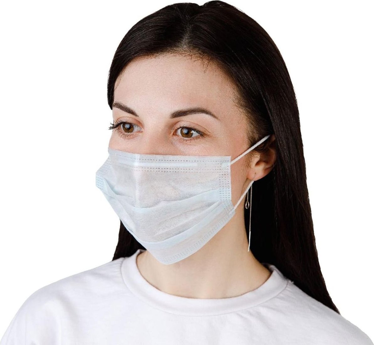 

Одноразовая медицинская маска MedСервис 3-х слойная (50 шт, голубой)