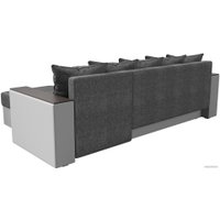 Угловой диван Лига диванов Дубай лайт правый 114196 (рогожка серый/экокожа белый)