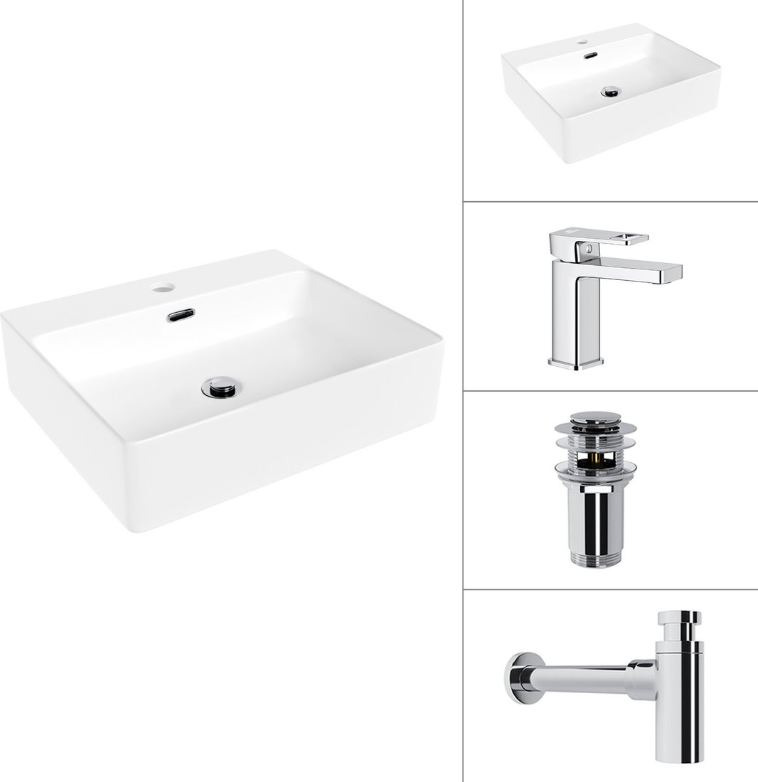 Умывальник Lauter 21478 + Cascade 21СК655C + сифон 21635CH + донный клапан 21190CH (хром)