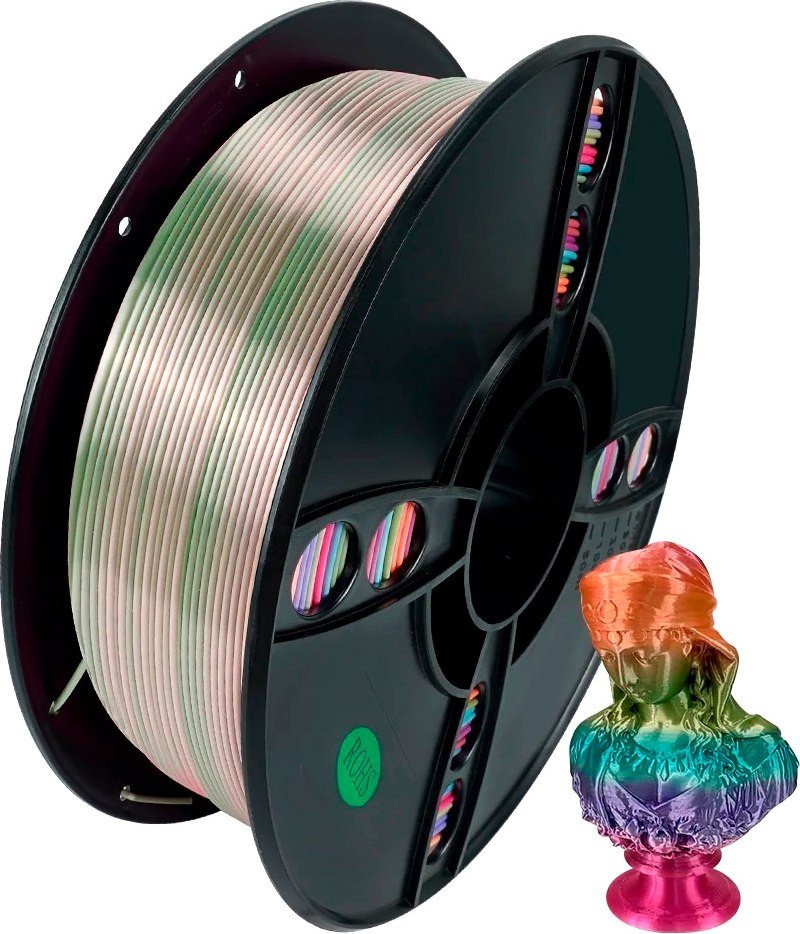 Филамент Kingroon PLA Silk 1.75мм B01889 (1кг, Rainbow Candy)