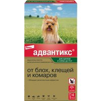 Капли от блох и клещей Elanco Адвантикс для собак до 4кг (4 пипетки)