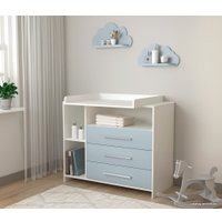 Детский комод Интерлиния Toddler-1 + 2 полки (белый/океан)