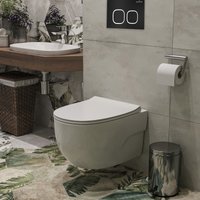 Унитаз подвесной Roxen Porto One Rimless 6 в 1 StounFix Dual Fresh 545591 (кнопка: черный матовый)