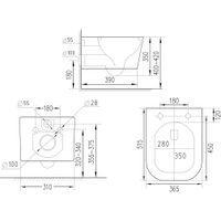 Унитаз подвесной Roxen Cube bidet в комплекте с инсталляцией StounFix Dual Fresh 6 в 1 966554 (кнопка: бежевый)