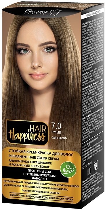 

Крем-краска для волос Белита-М Hair Happiness Стойкая 7.0 русый