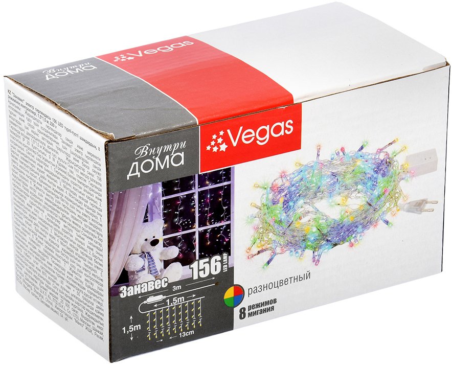 

Световой дождь Vegas Занавес 55076 156 LED (мульти)